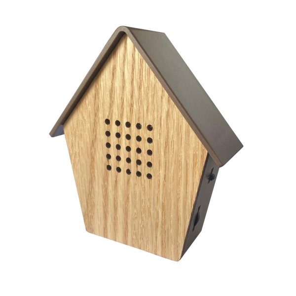 Northpoint Naturgeräuschebox Vogel Gesang Vogelzwitscher mit Echtholz Bewegungsmelder Vogelgeräusche Licht Aufladbar mit Wandhalterung