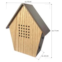 Northpoint Mini-Naturgeräuschebox Vogel Gesang Vogelzwitscher mit Echtholz Bewegungsmelder Vogelgeräusche Licht Aufladbar mit Wandhalterung