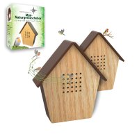 Northpoint Naturgeräuschebox Vogel Gesang Vogelzwitscher mit Echtholz Bewegungsmelder Vogelgeräusche Licht Aufladbar mit Wandhalterung 2-er Set